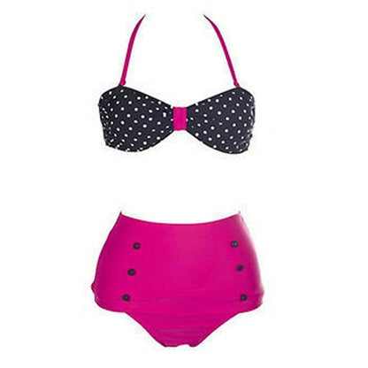 Cutest Retro Swimsuit Swimwear Vintage High Waist Swimsuit For Women Halter 2 Piece Bathing Suit Ruffle Bikini Set Tummy Control Vintage Pin Up High Waist Bikini Set For Women Swimming Bathing Suit S/M/L/XL - - STBK234GFD