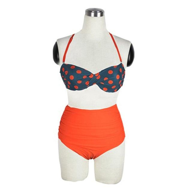 Cutest Retro Swimsuit Swimwear Vintage High Waist Swimsuit For Women Halter 2 Piece Bathing Suit Ruffle Bikini Set Tummy Control Vintage Pin Up High Waist Bikini Set For Women Swimming Bathing Suit S/M/L/XL - - STBK234GFD