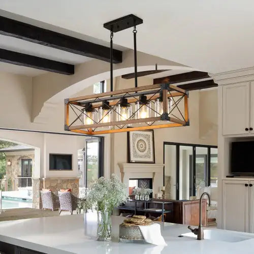 Walnut 5 Light Vintage Farmhouse Light - Kia Day Design