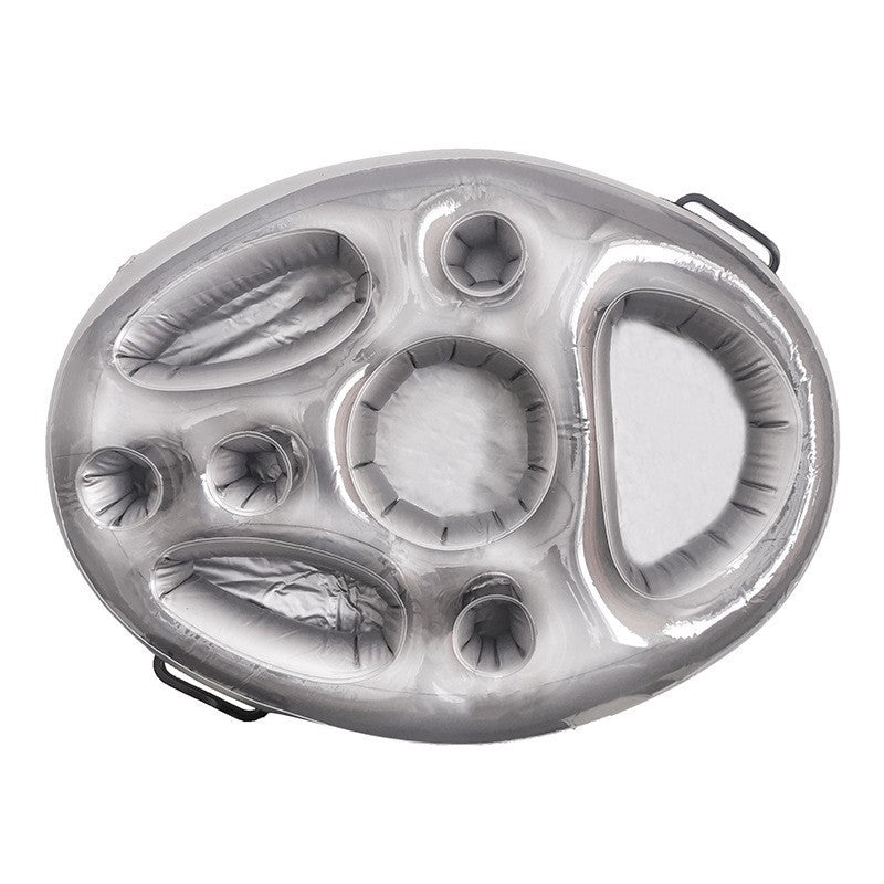 PVC Inflatable Drink Tray for Pool Parties - New 8-hole Silver - pool float