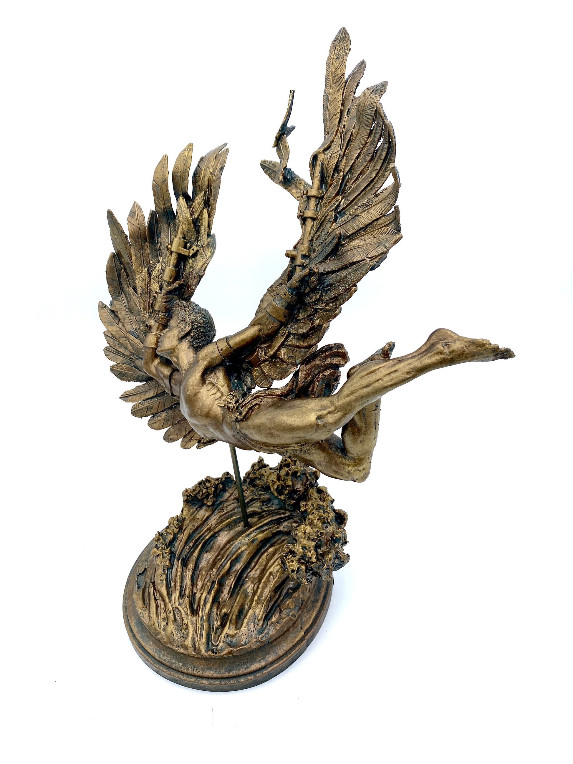 Flight of Icarus/ Fallen Angel Statue, Hand Painted Resin | Mythological Character Figurine | Myths and Legends Statue |Fantasy Art Decor - -