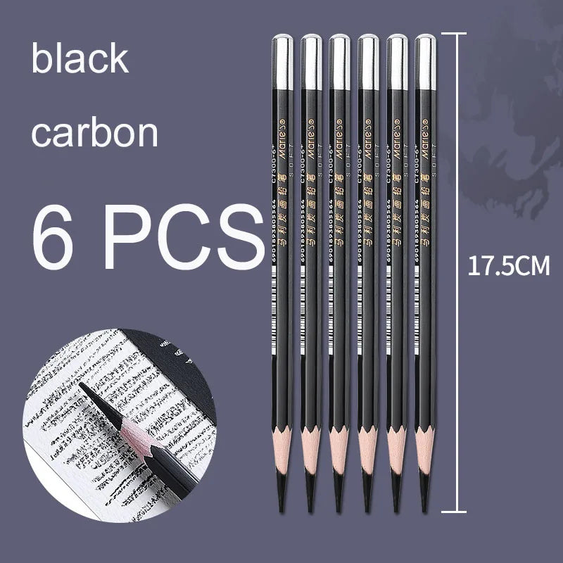 1/3/6 Pcs White Charcoal Pencil Soft Medium Hard Charcoal Art Supplies