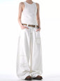 Men's Full Size Wide Leg Jeans with Pockets Plus Size - White -