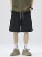 Men's Full Size Casual Loose-Fit Drawstring Shorts with Stripe Detail Plus Size - Black -