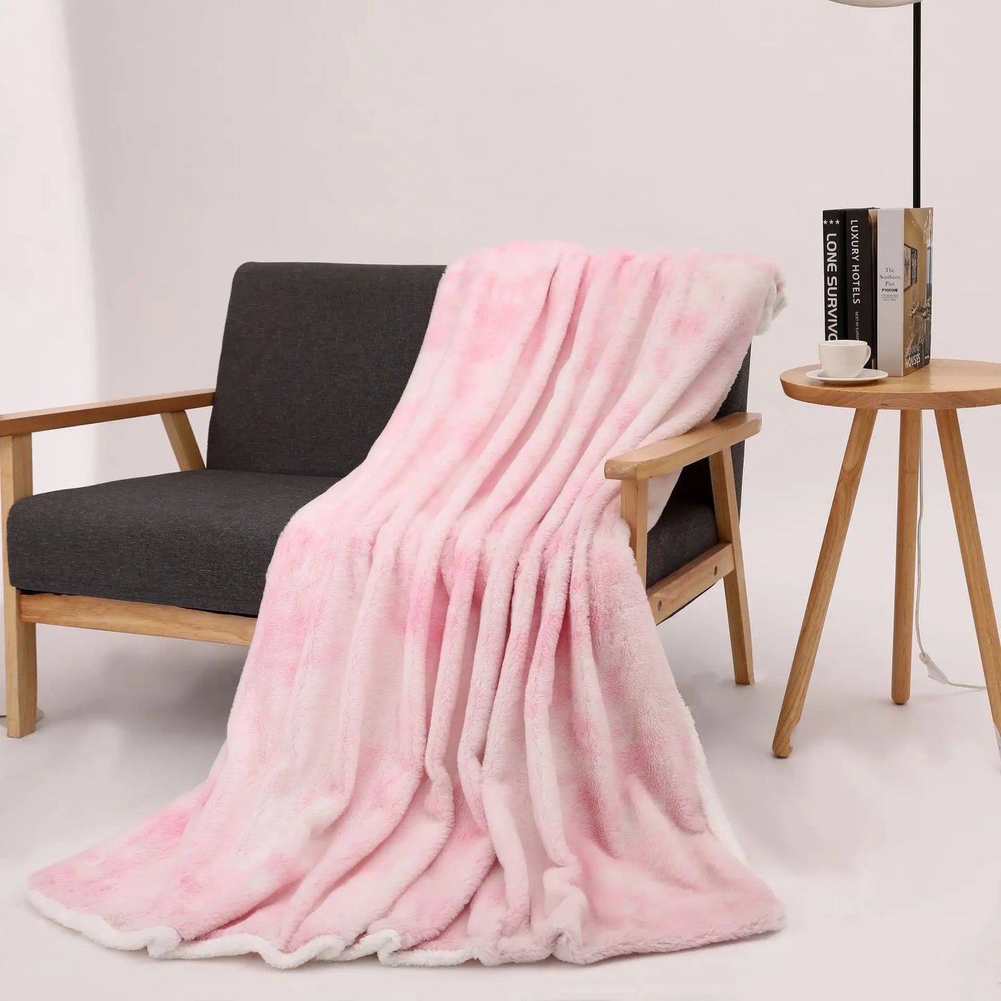 Organic Nature Eco-Friendly Sherpa Faux Fur Tie Throw Blanket