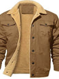 Men's Full Size Sherpa Lined Long Sleeve Jacket Plus Size - Brown -