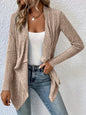 Open Front Long Sleeve Cardigan - Khaki -