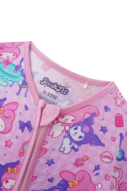 PoshTOT Sanrio Kuromi Bamboo Baby Convertible Zippy Romper - - Zippy Romper
