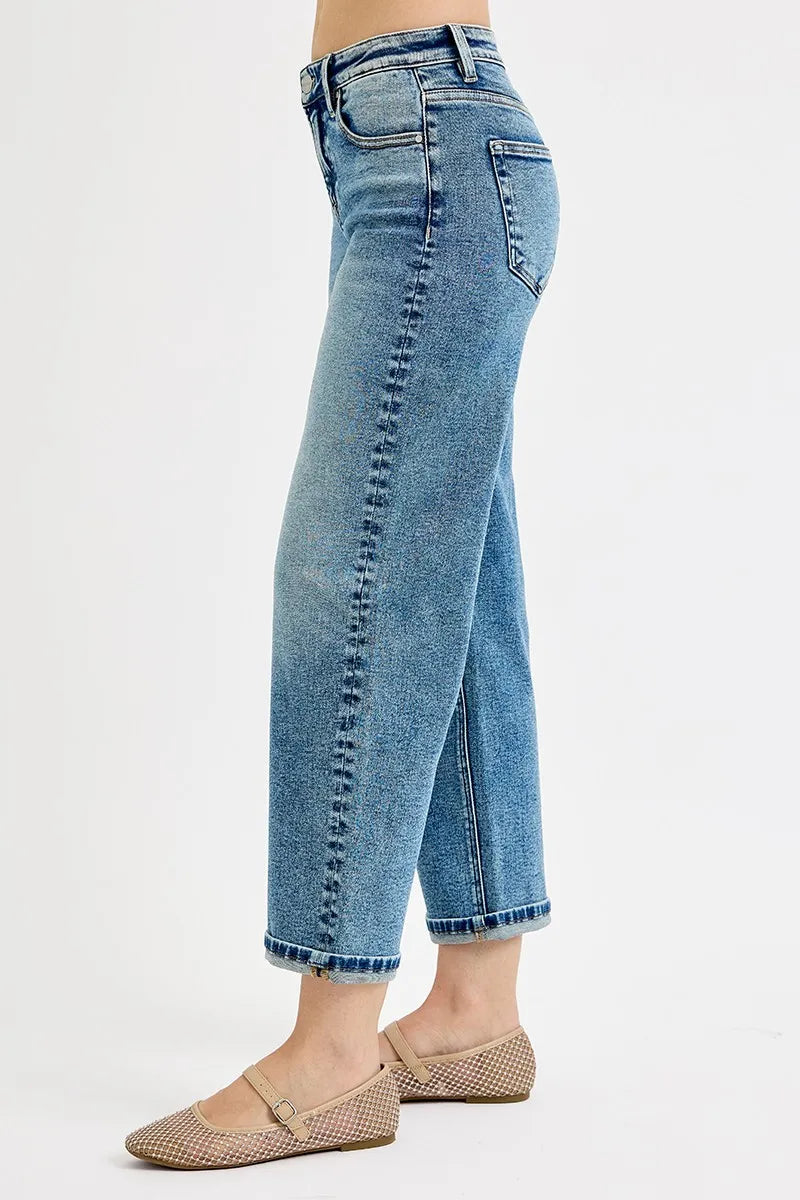 RISEN Full Size High Rise Crop Boyfriend Jeans Plus Size - - jeans
