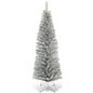 6 Feet Tinsel Tree Unlit Slim Pencil Christmas Tree - Silver -