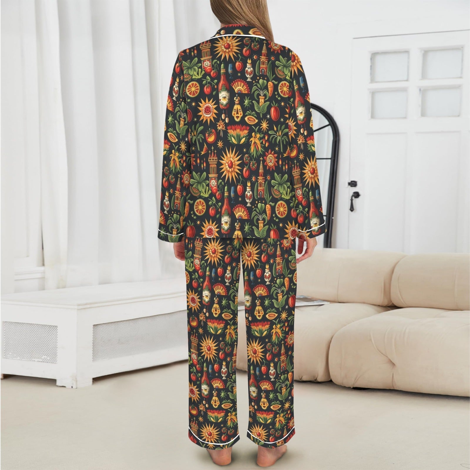 Baha Ranch Colores De Mexico - Mexican Culture Satin Pajamas - - Pajama Sets