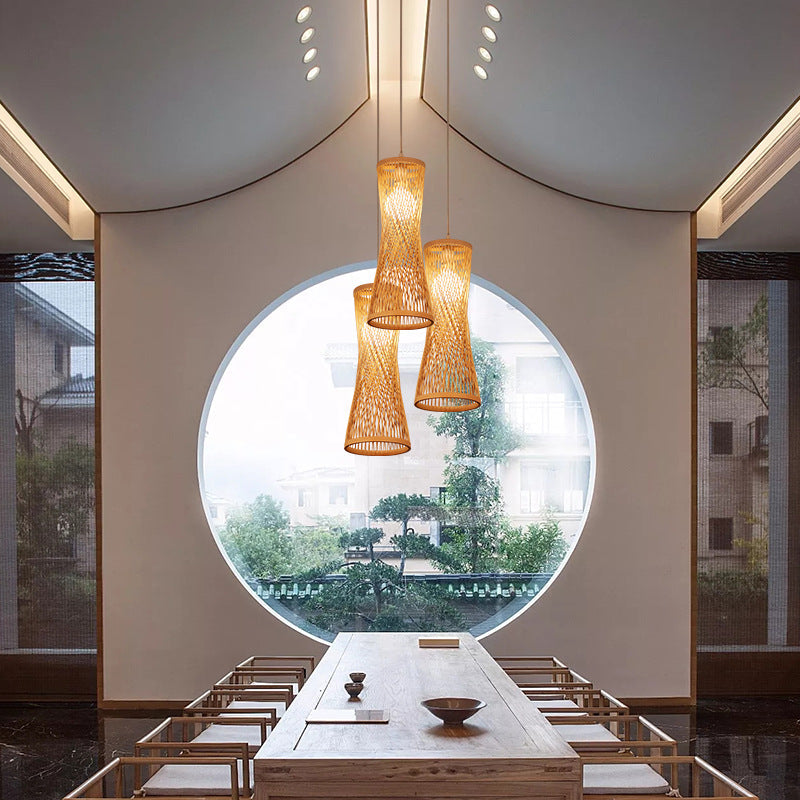 Chinese Style Bamboo Artwork Chandelier - - Lights