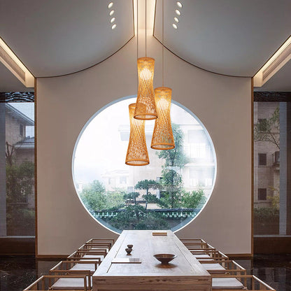 Chinese Style Bamboo Artwork Chandelier - - Lights