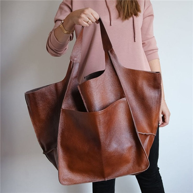 Leather Womens Shoulder Bag Soft Large Capacity - - handbag