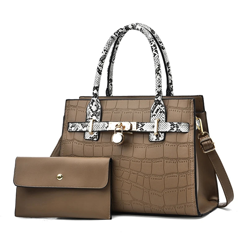 Leather PU Bag Large Handbag Set for Women