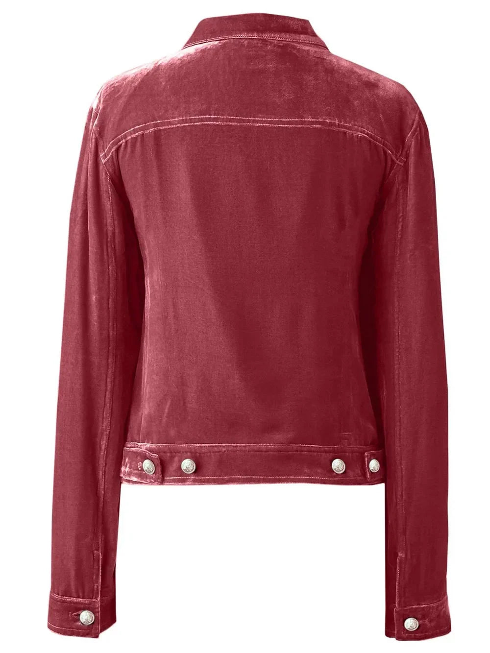 Button Up Long Sleeve Jacket with Chest Pockets - -