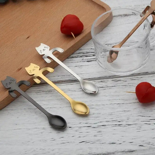 Stainless Steel Cat Teaspoons - Bronze - spoons