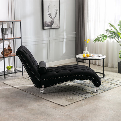 Black Velvet - Button-Tufted Upholstered Lounge Chair - - Recliners & Massage Chairs