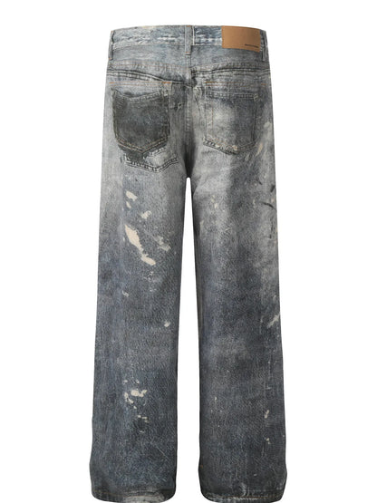 Men's Vintage Wide Leg Denim Jeans - -