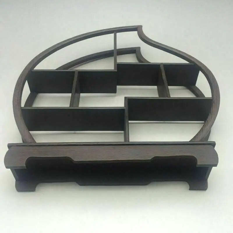 Wood‑Carved Peach Stand for Snuff Bottles & Statues – Asian Home Decor - - Shelving Accessories