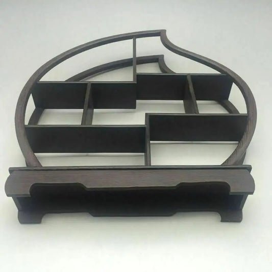 Wood‑Carved Peach Stand for Snuff Bottles & Statues – Asian Home Decor - - Shelving Accessories