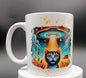 Cat UFO Abduction Mug 11oz - Funny Cosmic Cat Gift - - MUG