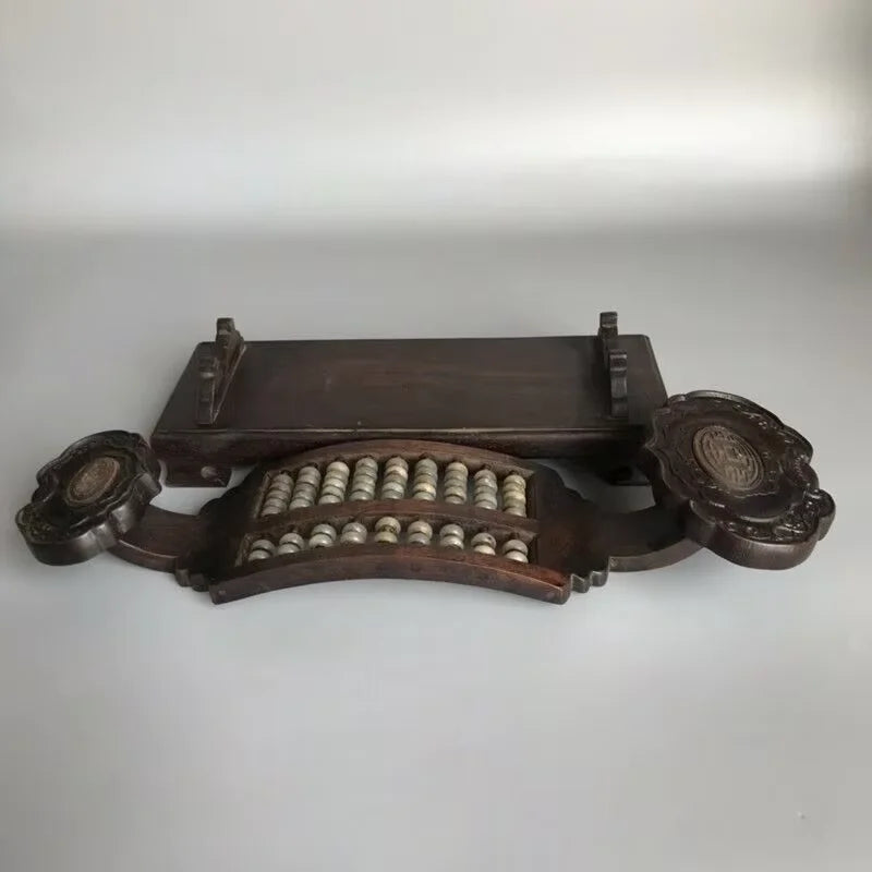 Old Chinese Wood Abacus with Jade Beads - - Statues or Ornaments