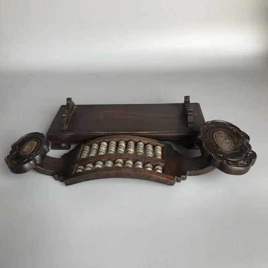 Old Chinese Wood Abacus with Jade Beads - - Statues or Ornaments