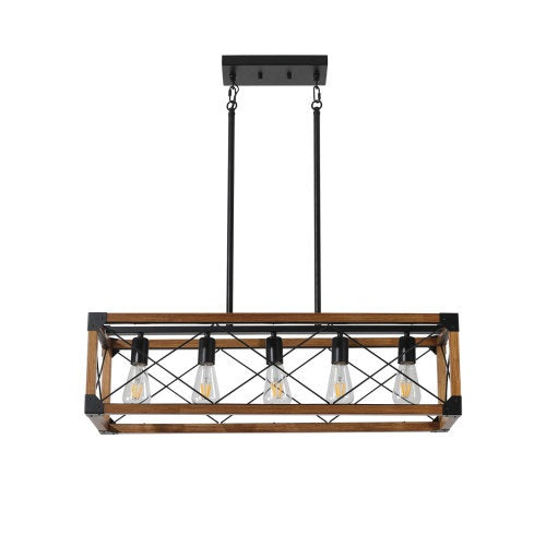 5 Lights Vintage Farmhouse Light Walnut - Walnut - light