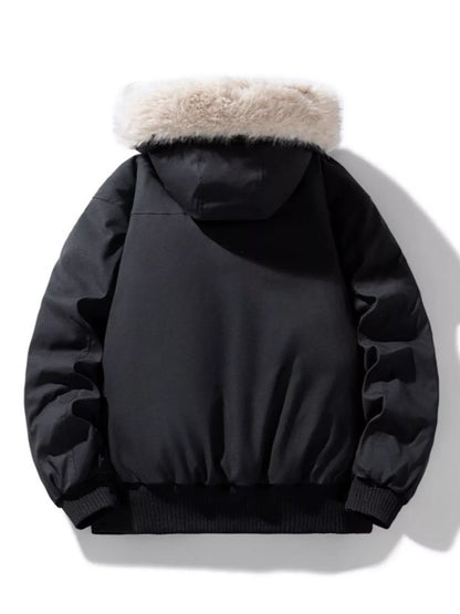 Men's Plus Size Fur Hooded Warm Padded Coat - -