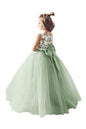 Sage Green Lace Flower Girl Dress - Sleeveless Tulle Princess Gown Size 10 - Sage Green 10 - dress