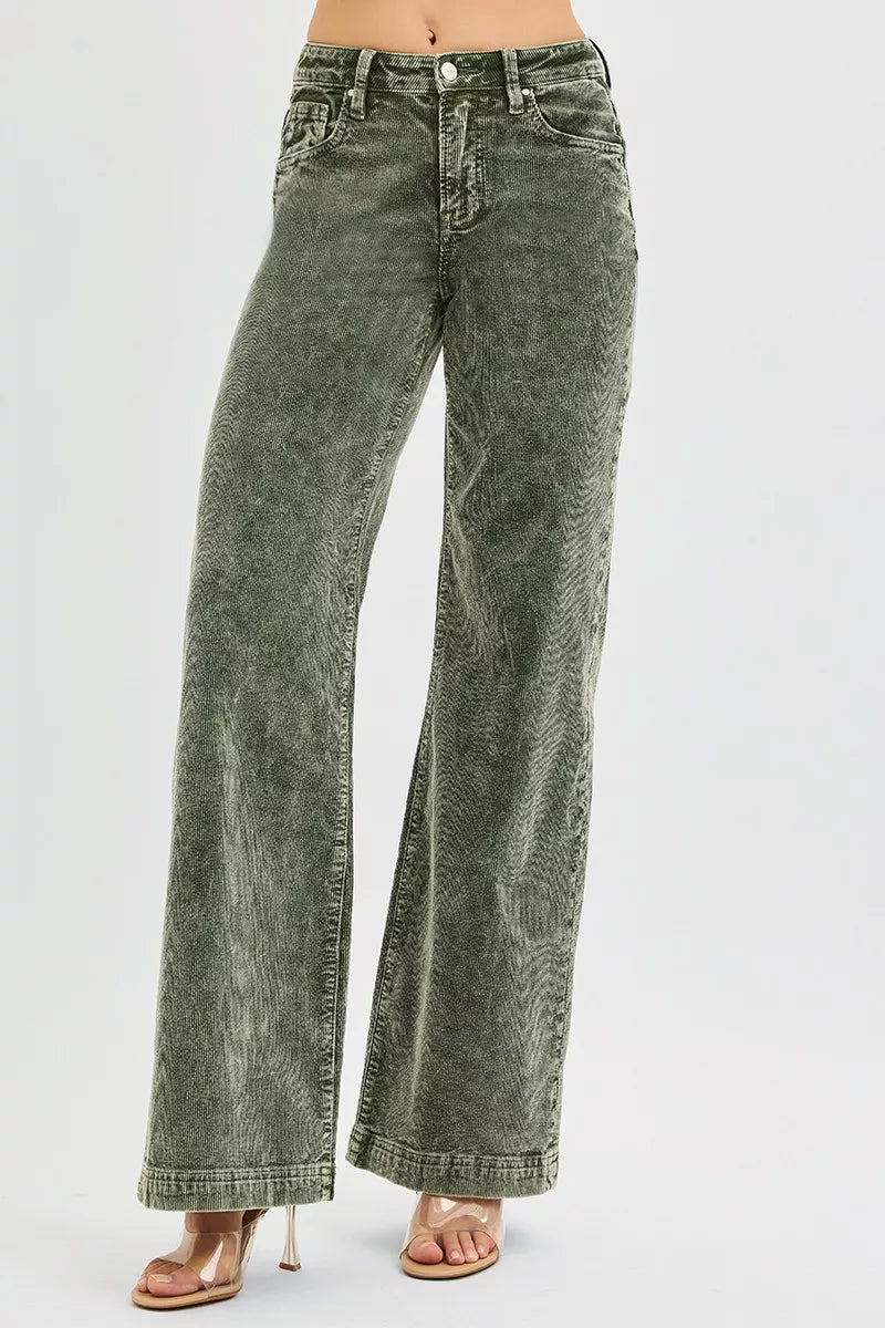 RISEN Wide Leg Corduroy Jeans - - jeans