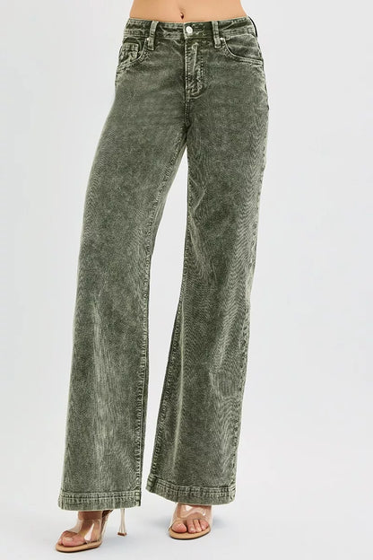 RISEN Wide Leg Corduroy Jeans - - jeans
