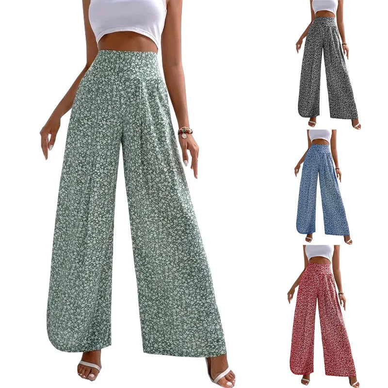 Women's Pants Floral Casual Loose Pants Waist Pants