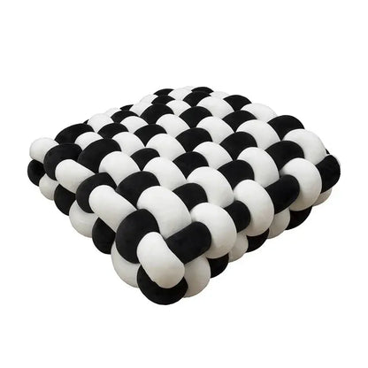 Simple Solid Color Handwoven Square Sofa Pillow Nordic Cushion Throw Pillow White Black