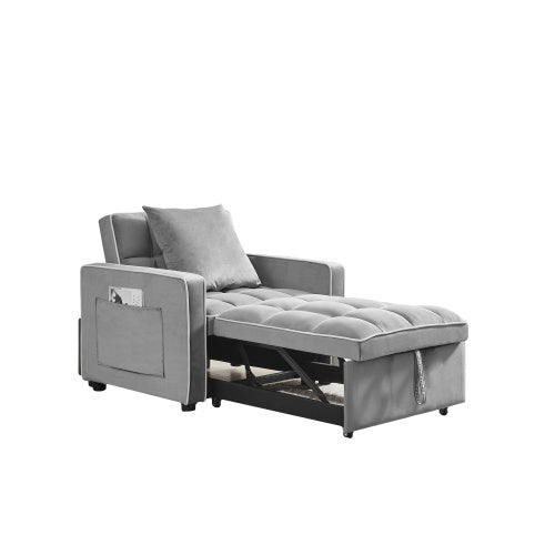 Grey 3-in-1 Sofa Bed Chair Fold-out Sofa Bed Adjustable Backrest - - sofa bed