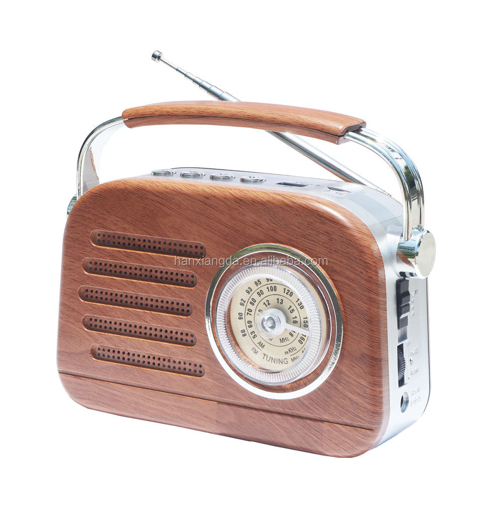 Wooden Vintage FM AM Portable Radio Retro Radio BT Radio