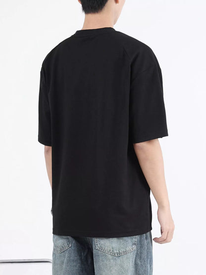 Men's Plus Size Round Neck Relaxed-Fit T-Shirt - -