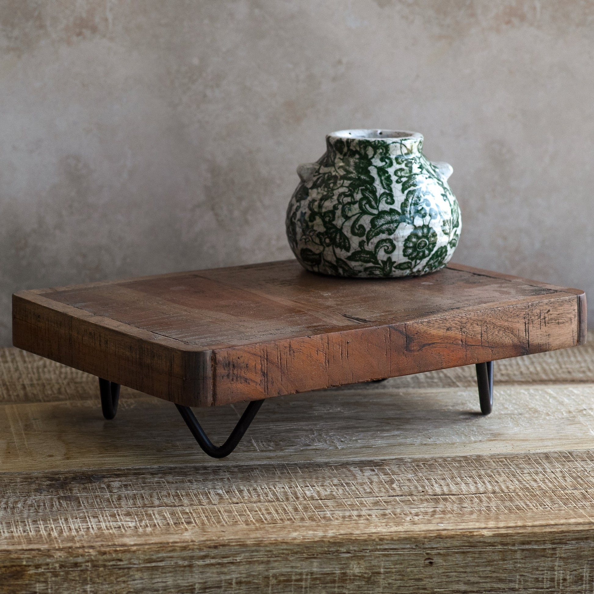 Rustic Wood Display Riser with Hairpin Legs - - Tabletop