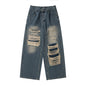 Retro Distressed Jeans - Blue - jeans