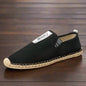 Flat Canvas Shoes Hemp Flats for Men Male Loafers Causal Shoes Black