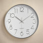 10 Inch Aesthetic Minimalist Large Mechanic Clock Wall white silver