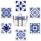 Navy Blue Geometric Coaster Set with Cork Base - Blue Ceramic - coasters