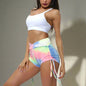 Colorful Tie-dye High-Waist Shorts pink blue yellow