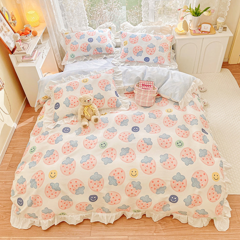 Korean Styles Princess 4 Pieces Cotton Bedding Sets