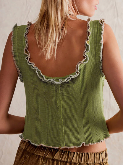 Lettuce Trim Square Neck Tank- Shopimist- {{Product type}}
