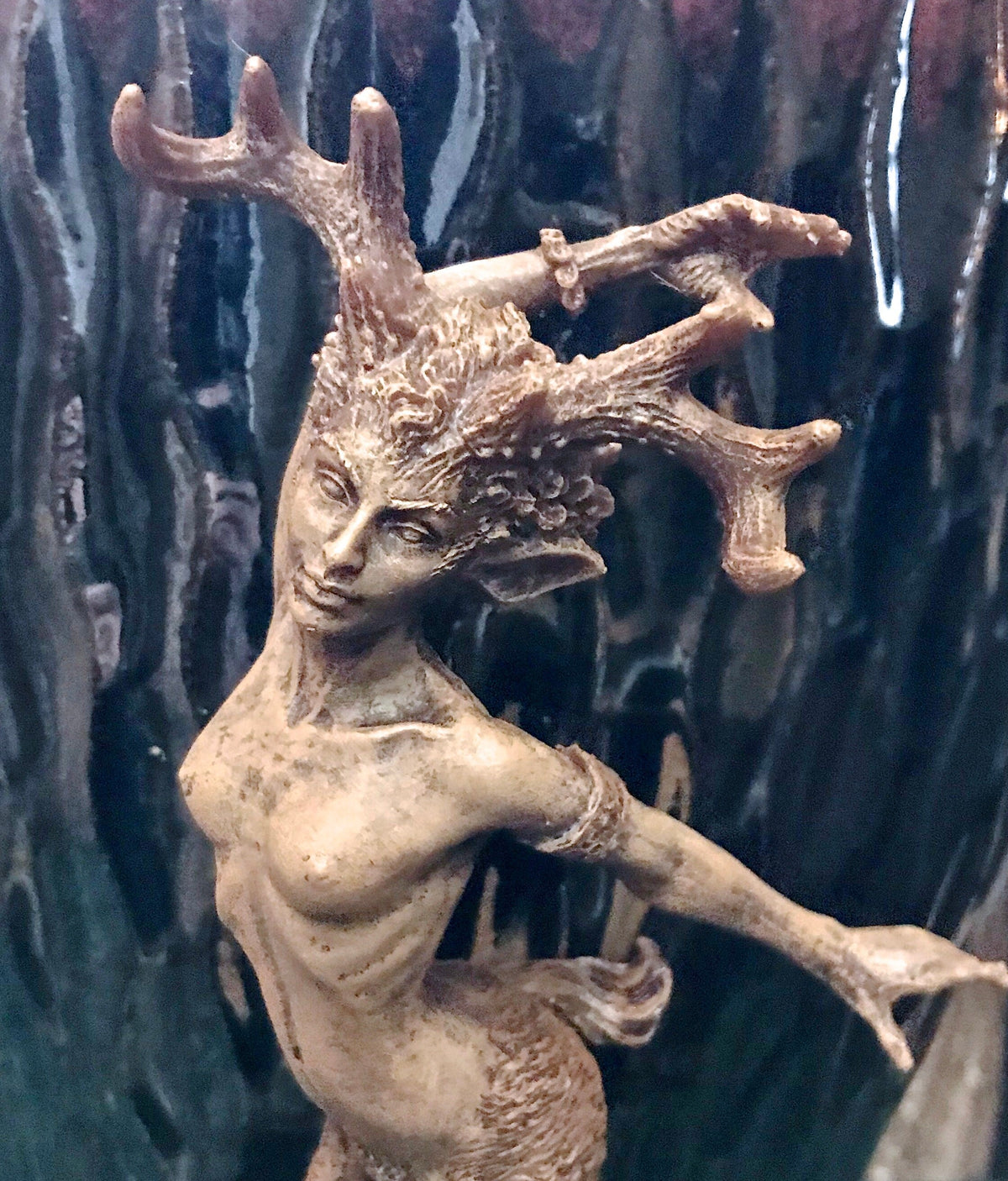 Faun Statue, Hand Painted Resin Sculpture | Mythical Forest Creature Figurine | Woodland Female Satyr Statue for Fantasy Art Decor - -