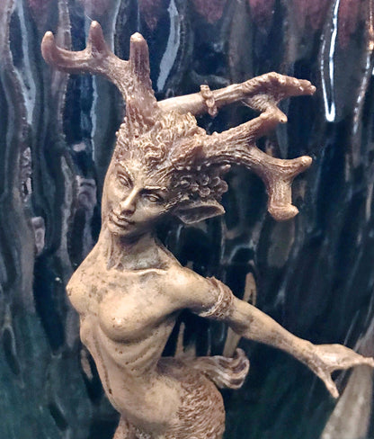 Faun Statue, Hand Painted Resin Sculpture | Mythical Forest Creature Figurine | Woodland Female Satyr Statue for Fantasy Art Decor - -