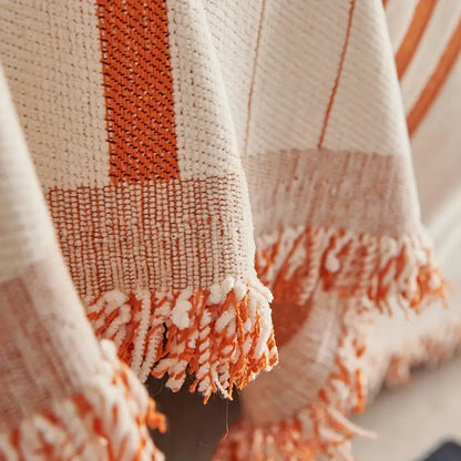 Soft Chenille Sofa Throw with Tassels and Washable Cover - - Couch cover