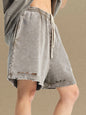 Men's Distressed Drawstring Shorts - Gray -